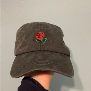 Baseball cap with rose